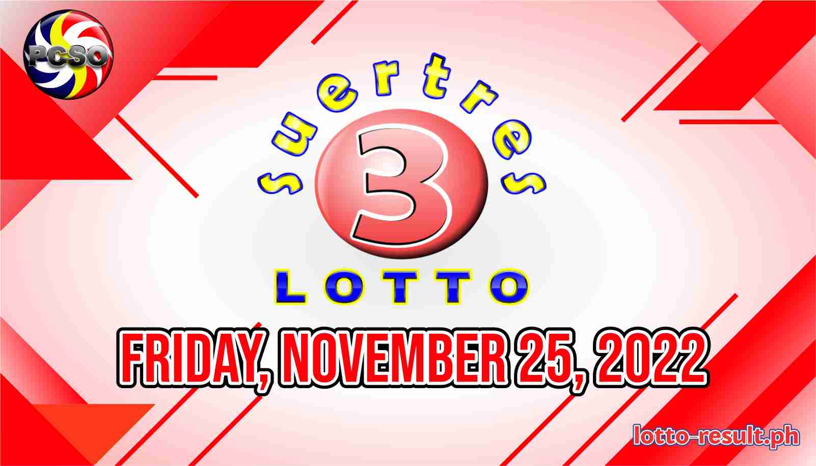 SWERTRES RESULT Today, Friday, November 25, 2022 - Official PCSO Lotto ...