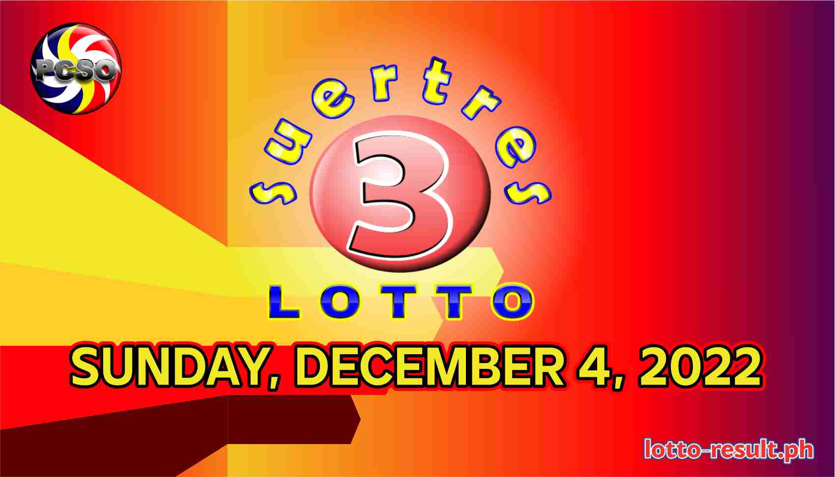 SWERTRES RESULT Today, Sunday, December 4, 2022 Official PCSO Lotto