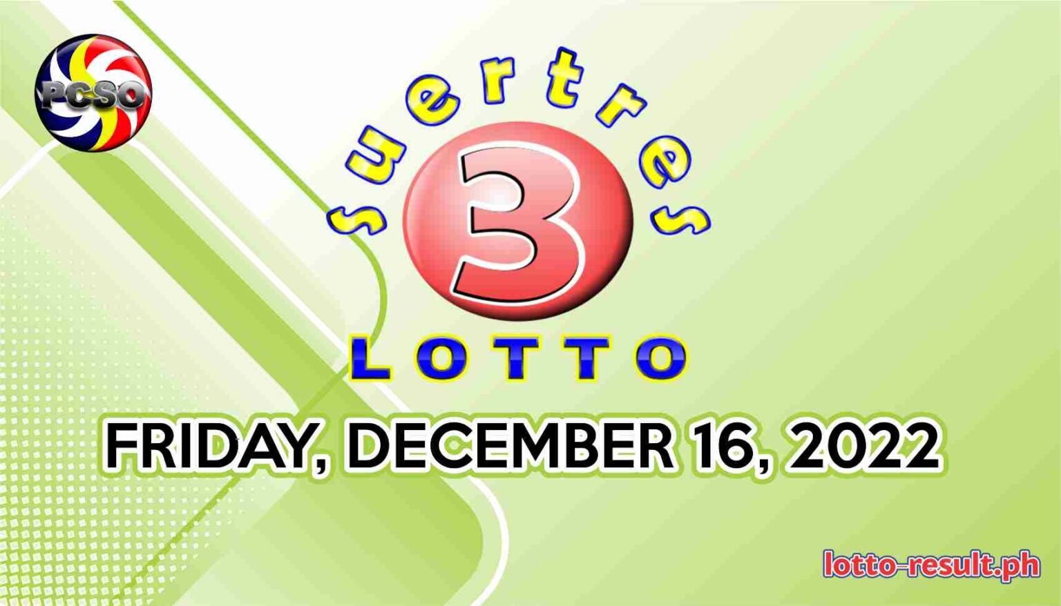 SWERTRES RESULT Today, Friday, December 16, 2022 Official PCSO Lotto